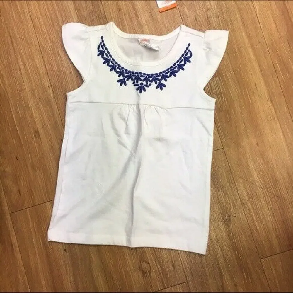 Gymboree Girls Top Size 5 Floral‎ Embroidered Blue White Desert Dreams NEW